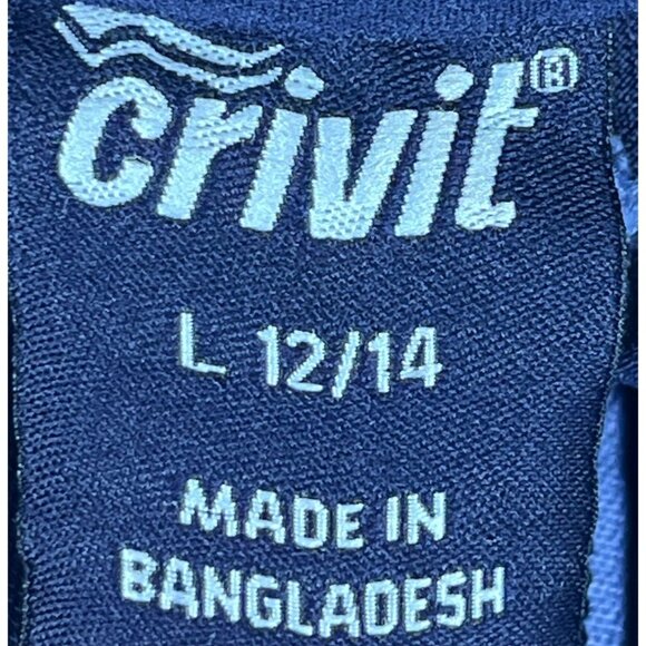 Crivit Fleece Zip Up Athletic Track Jacket Women's L 12-14 Navy Pockets Stretch - Picture 2 of 5